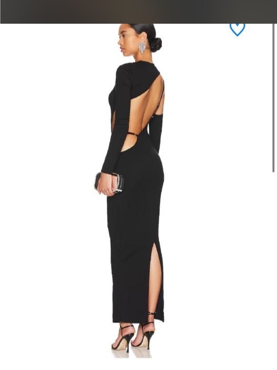 superdown Dresses & Skirts - superdown Black Long-Sleeve Backless Evening Gown